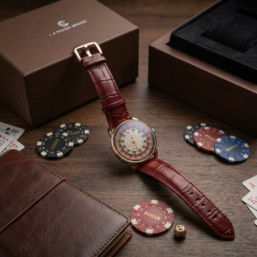 PINDU Casino Roulette Luxury Watch – Rose Gold Baguette Crystal Dial