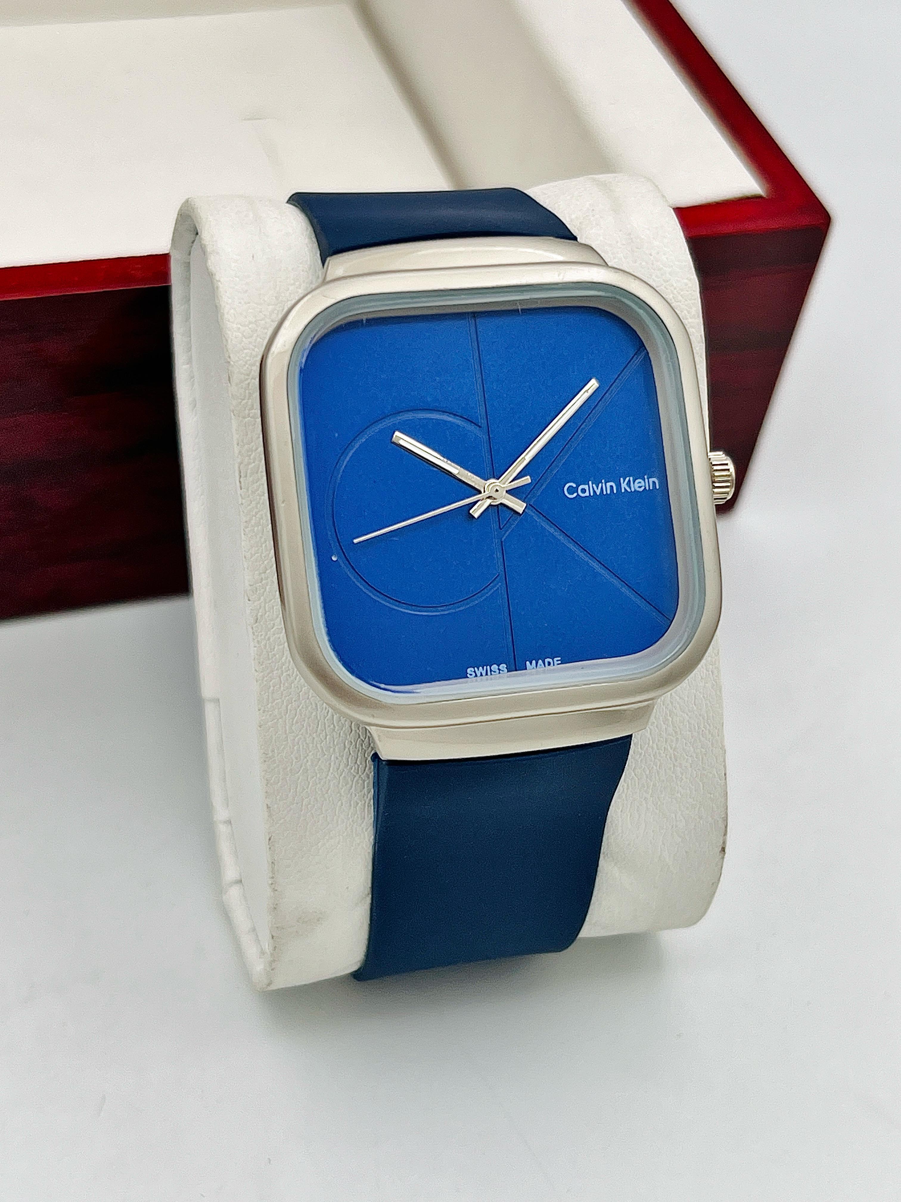 St-007✅"Modern Square Dial Watch for Men – Premium Brown Rubber Strap & Sleek Steel Design"  AT Stillver.com"