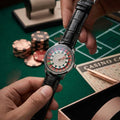 PINDU Casino Roulette Luxury Watch – Rose Gold Baguette Crystal Dial