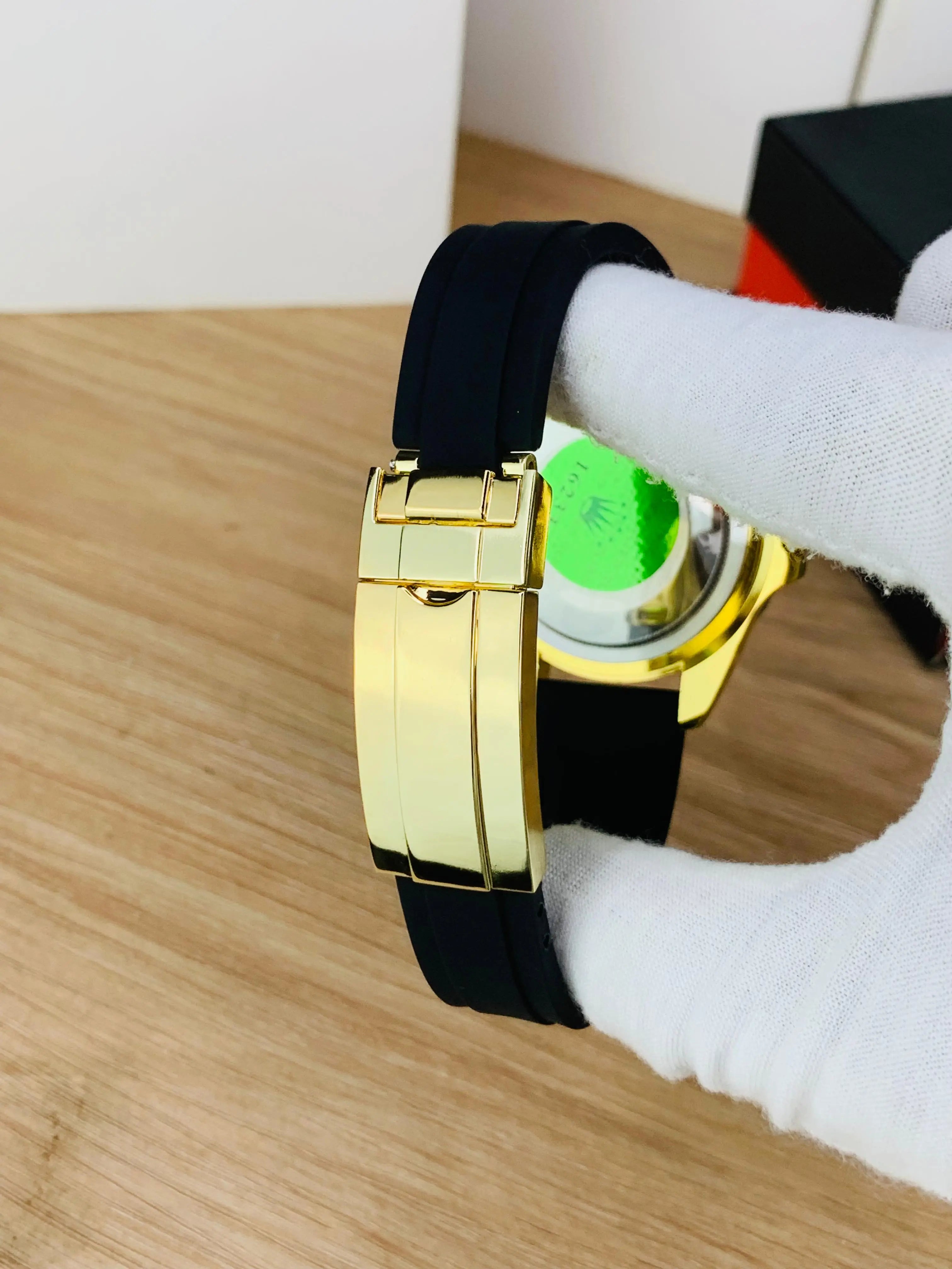 "Luxury Golden Black Chronograph Gents Watch ⌚ Premium Rubber Strap | Stylish Men’s Wrist Watch"