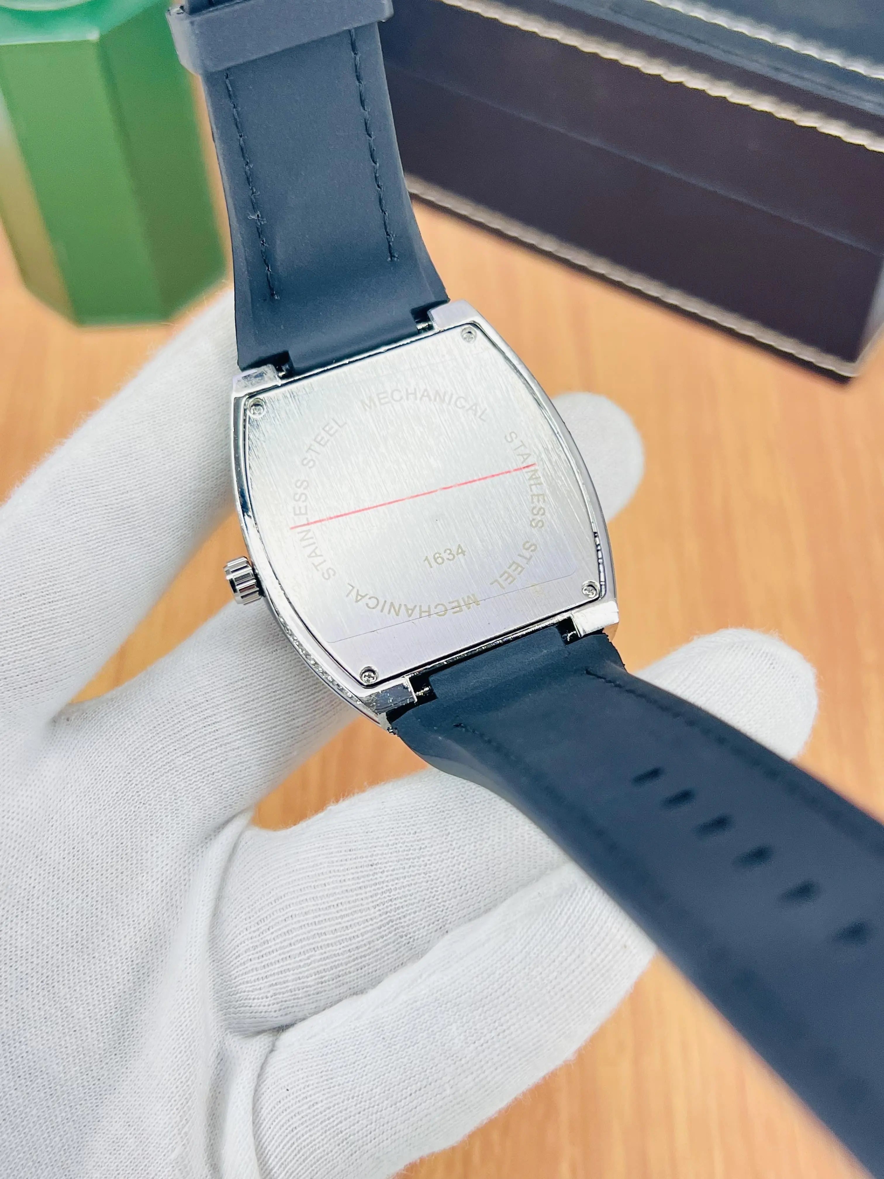 Luxury Stone Dial Watch with Date | Leather Strap Men’s Wristwatch