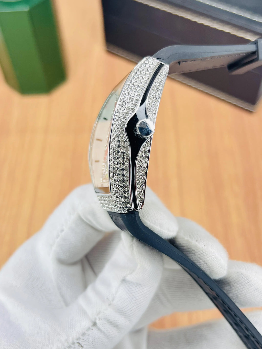 Luxury Stone Dial Watch with Date | Leather Strap Men’s Wristwatch