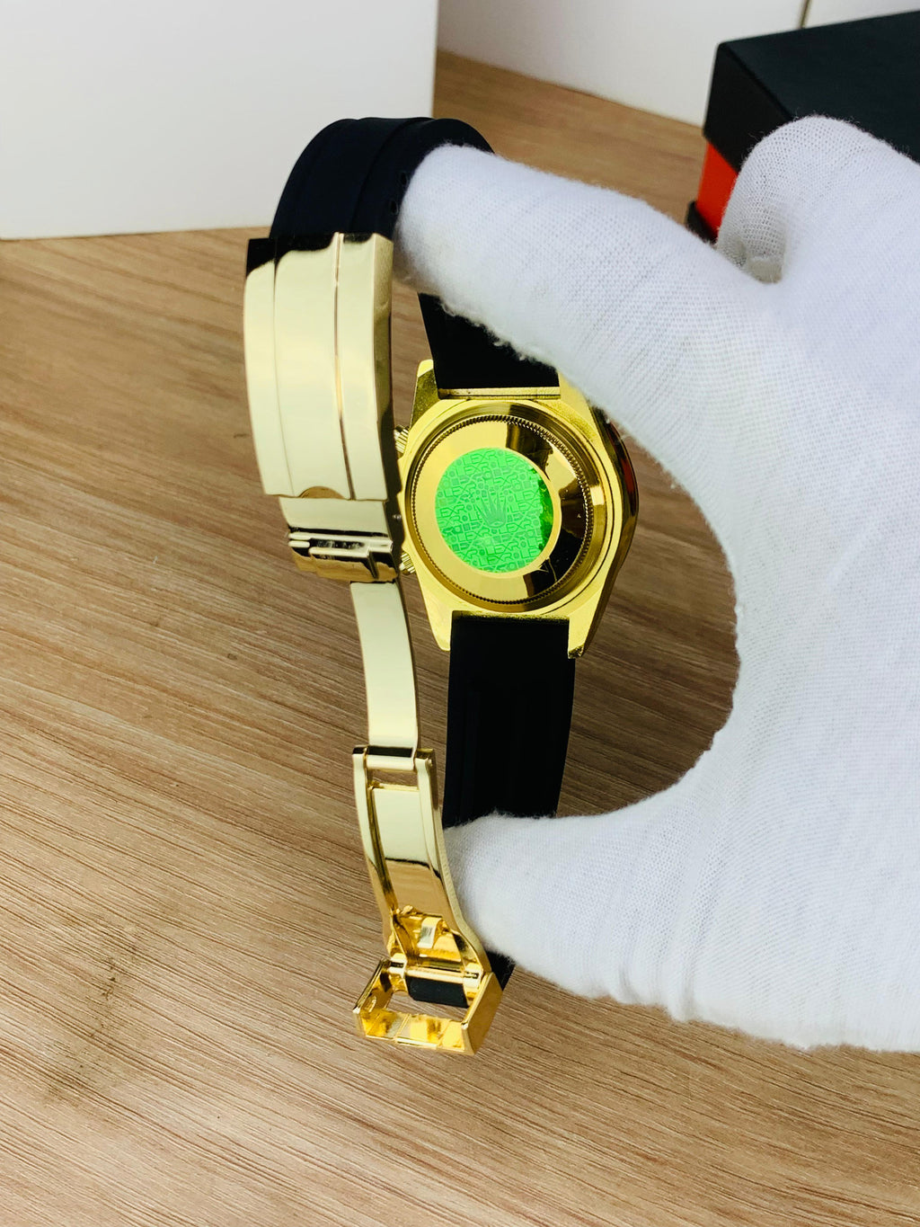 "Luxury Golden Black Chronograph Gents Watch ⌚ Premium Rubber Strap | Stylish Men’s Wrist Watch"