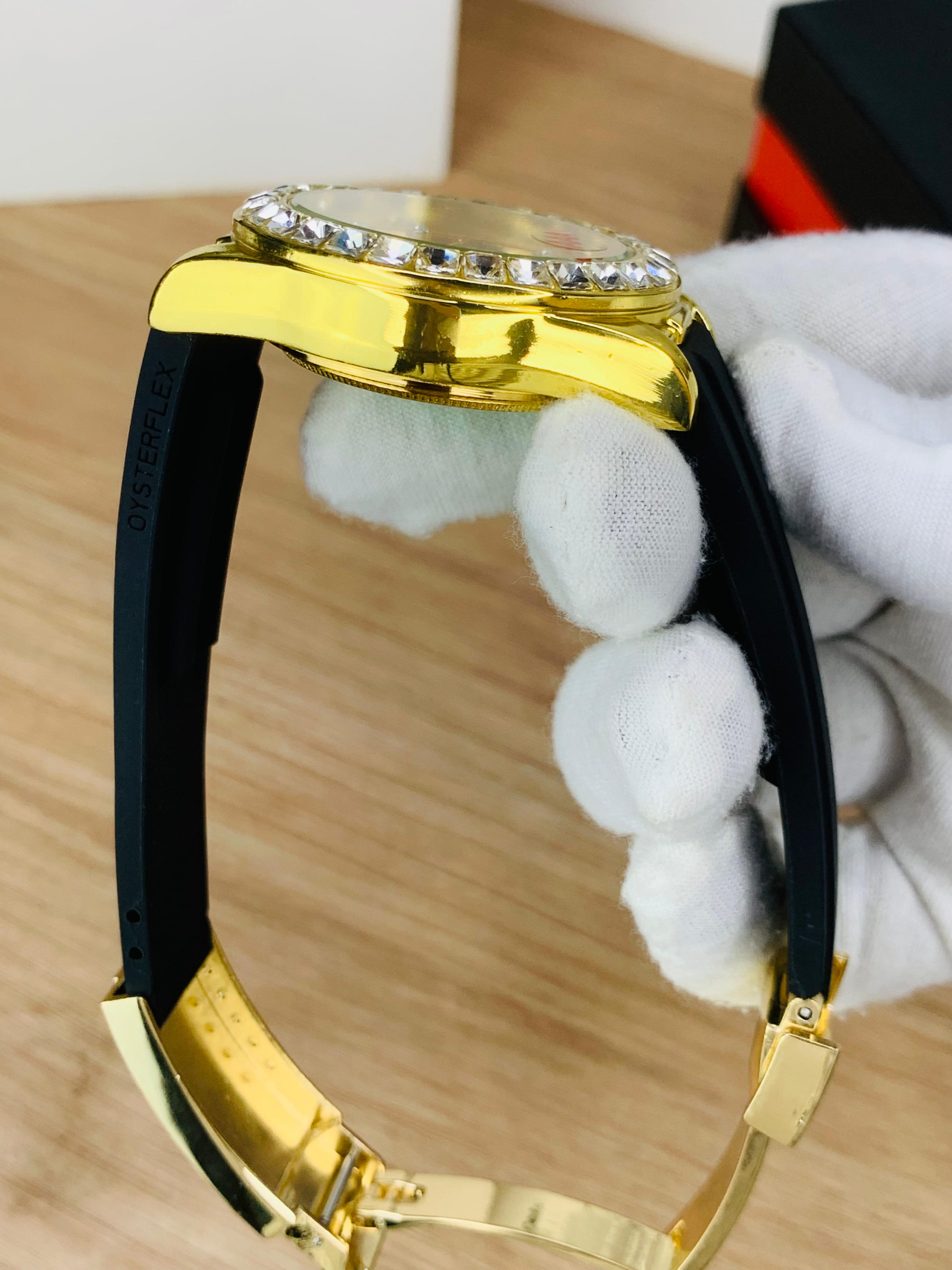 "Luxury Golden Black Chronograph Gents Watch ⌚ Premium Rubber Strap | Stylish Men’s Wrist Watch"